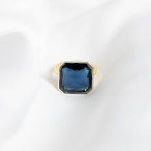 Load image into Gallery viewer, Peacock Blue Gem Drop Ring, Two-Tone