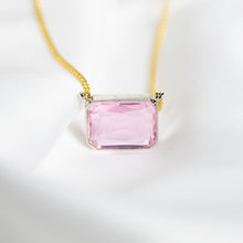 Load image into Gallery viewer, Candyfloss Pink Gem Drop Necklace, Two-Tone