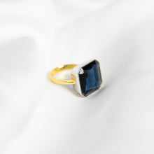 Load image into Gallery viewer, Peacock Blue Gem Drop Ring, Two-Tone