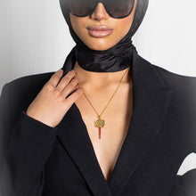 Load image into Gallery viewer, Red Stone Chabi Key Pendant, Gold