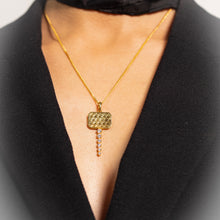 Load image into Gallery viewer, Clear Stone Chabi Key Pendant, Gold