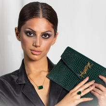 Load image into Gallery viewer, Forest Green Gem Drop Ring, Two-Tone