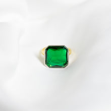 Load image into Gallery viewer, Forest Green Gem Drop Ring, Two-Tone