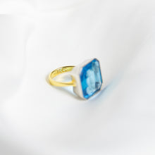 Load image into Gallery viewer, Ocean Blue Gem Drop Ring, Two-Tone