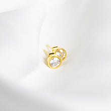 Load image into Gallery viewer, Clear Gem Circle Studs, Gold
