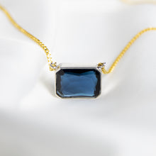 Load image into Gallery viewer, Peacock Blue Gem Drop Necklace, Two-Tone
