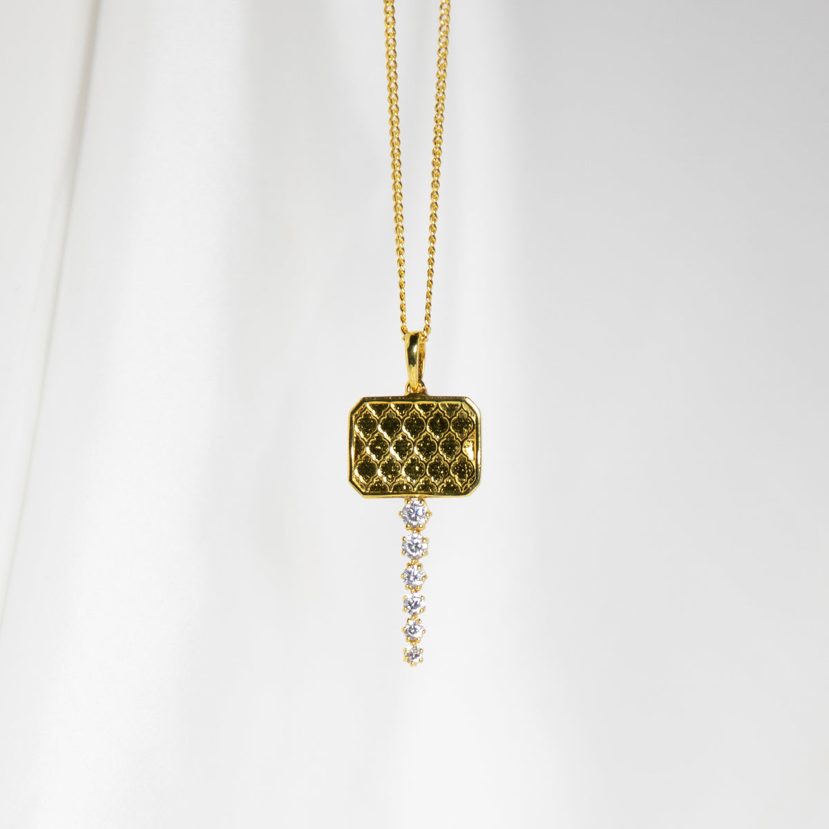 Clear Stone Chabi Key Pendant, Gold