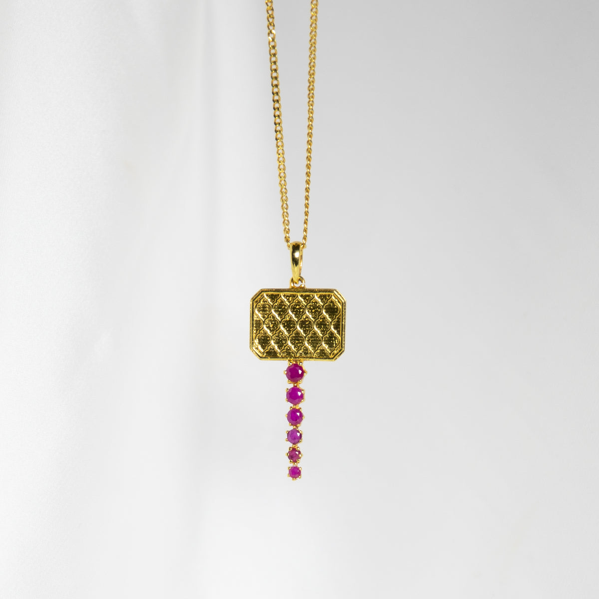 Red Stone Chabi Key Pendant, Gold