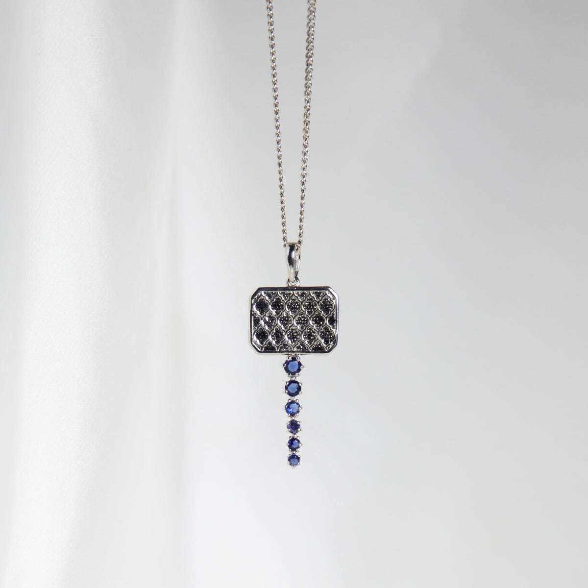 Blue Stone Chabi Key Pendant, Silver