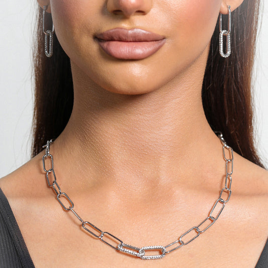 Link Me Necklace, Silver