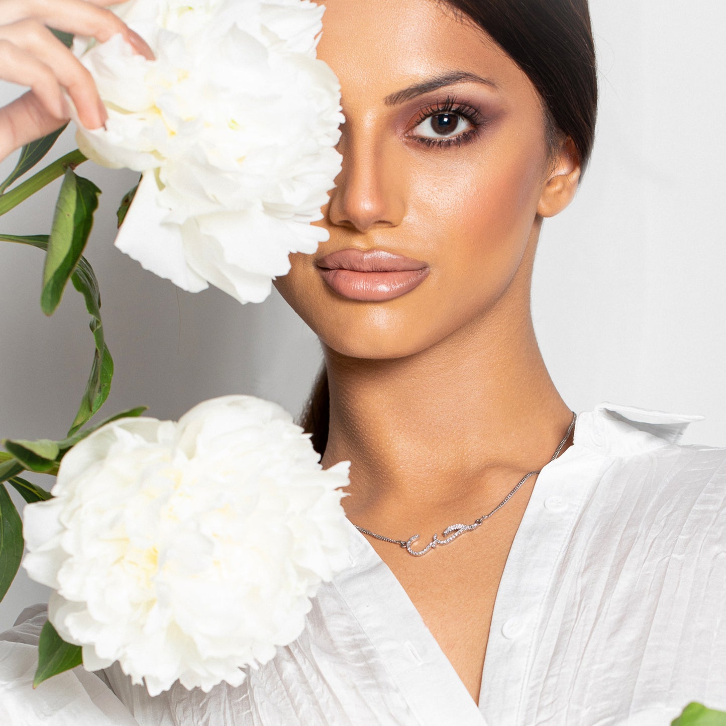 Arabic Script Love-Hub Necklace, Silver