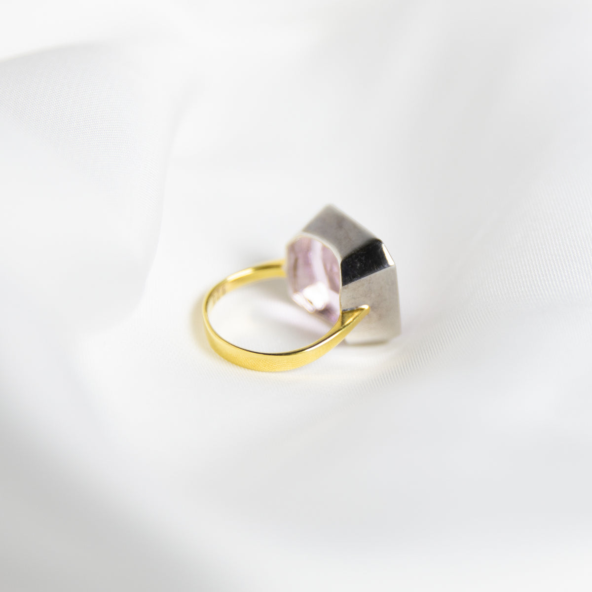 Candyfloss Pink Gem Drop Ring, Two-Tone