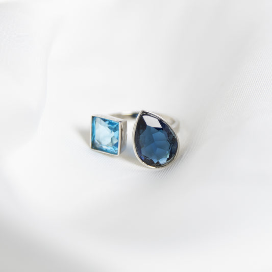 Ocean x Peacock Gem Toi et Moi Ring, Silver