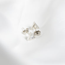 Load image into Gallery viewer, Clear Gem Triangle Studs, Silver
