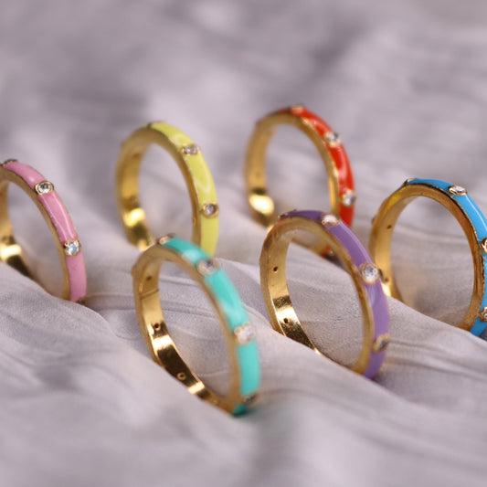 Enamel x Clear Zircon Ring